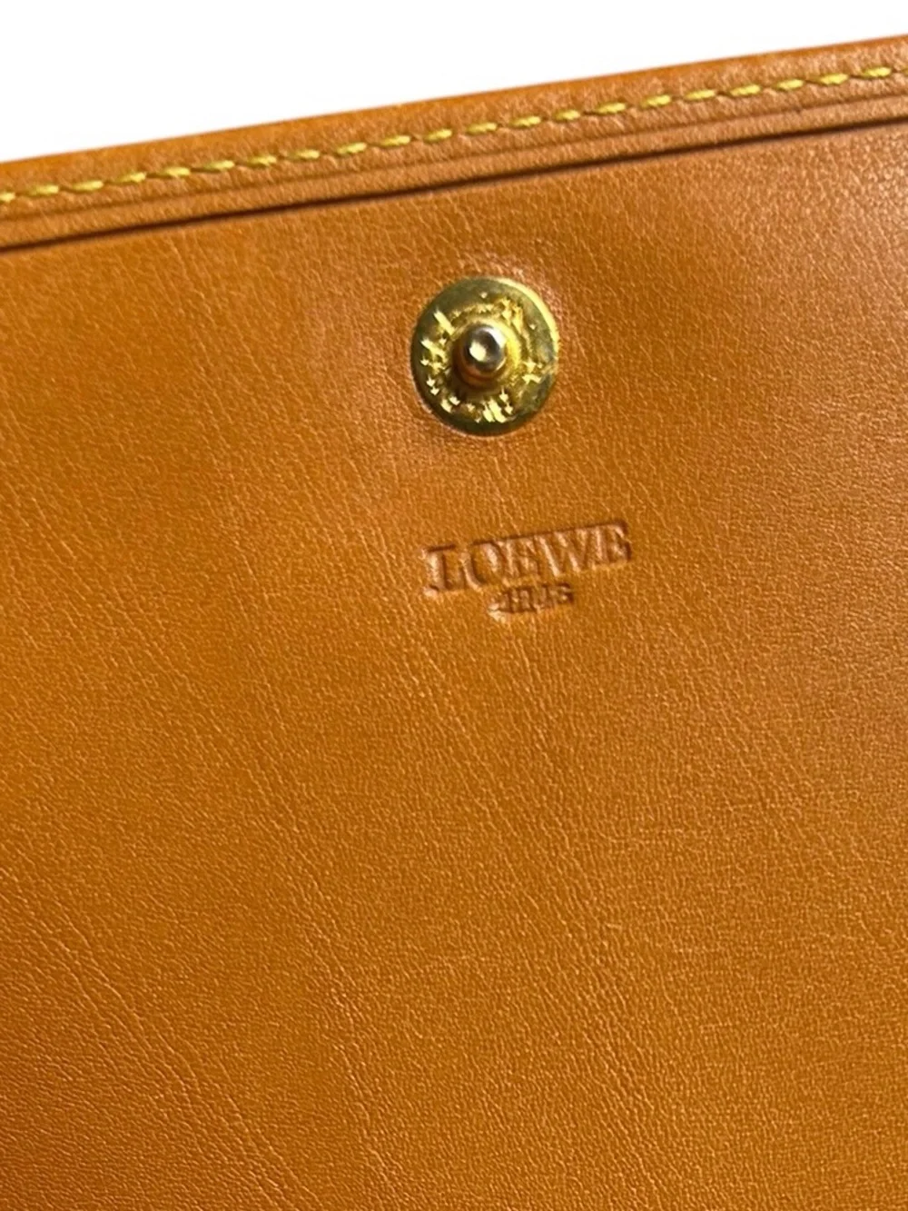 LOEWE Vintage Tan Leather Gold Corner Flap Wallet Coin Purse